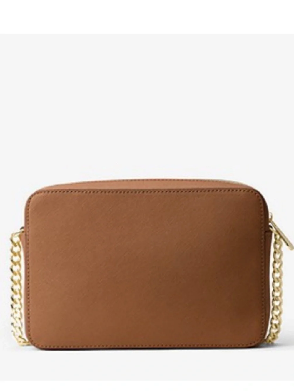 Michael Kors Brown Leather Jet Set Crossbody with Gold Chain Strap